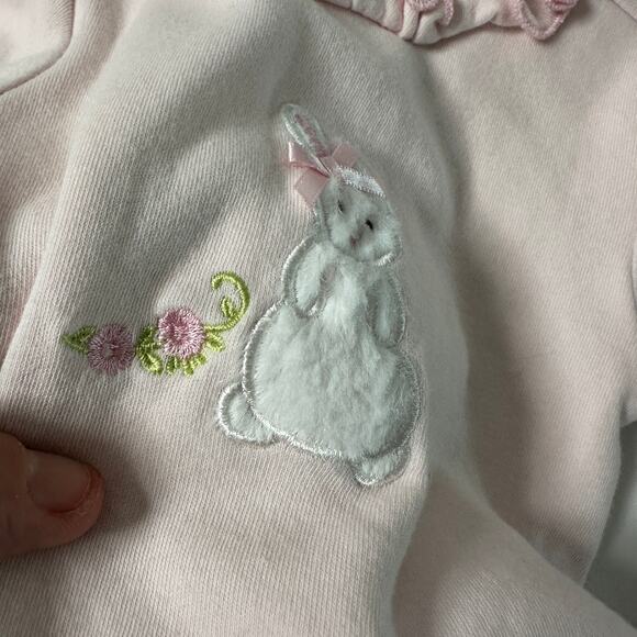 Bearington Baby Collection Spring Easter Bunny Pink Ruffle Butt Onesie - Picture 6 of 9